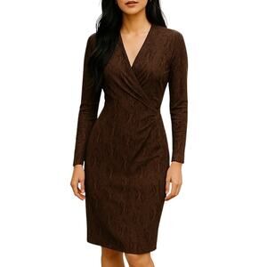 Norma Kamali Brown Snake Print Faux Wrap Dress